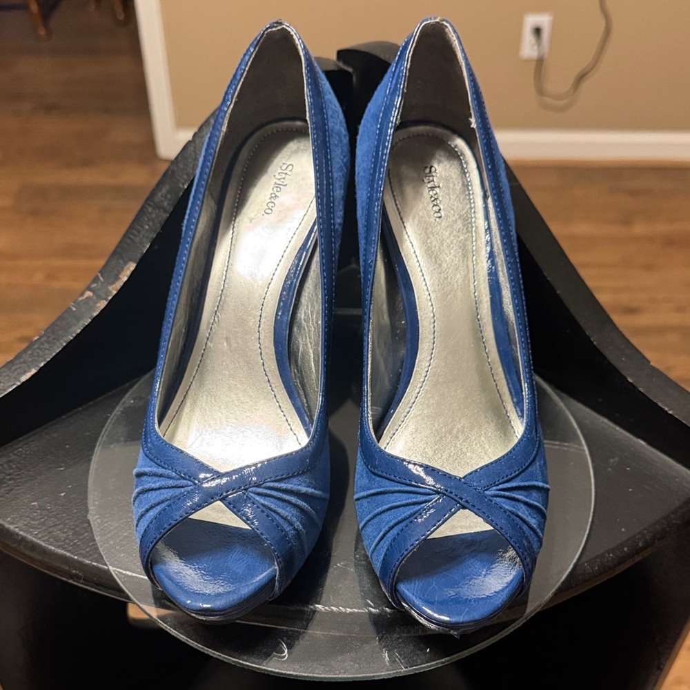 Style & Co. Blue Peep-Toe Heels